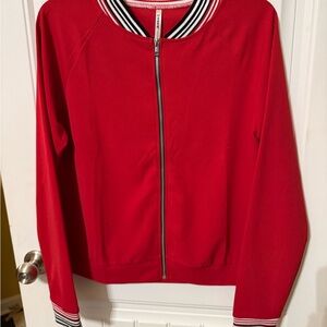 Tresics Red Bomber Jacket with Ribbed Trim
